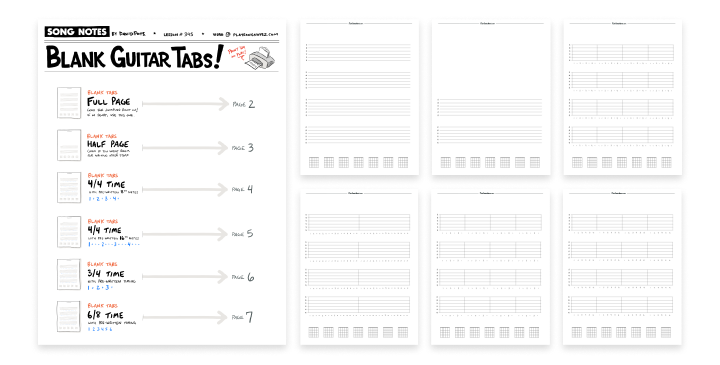 Blank guitar tabs! Free PDF (7 pages)