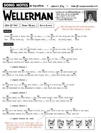 Wellerman lyrics and guitar chords (print-friendly PDF)